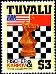 Tuvalu issues stamp honoring Anatoly Karpov and Bobby Fischer