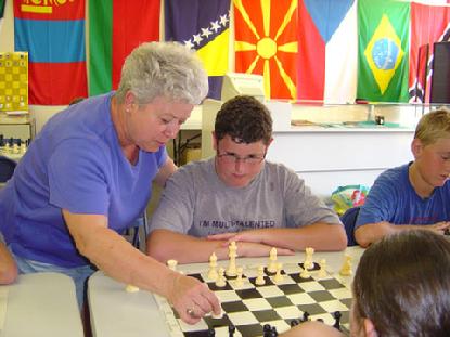 Judy Burch teaches chess at Karpov Chess School