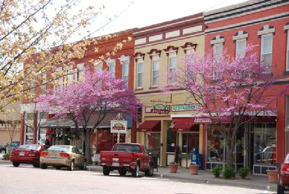 Red Bud trees on Main Street, Lindsborg, Kansas